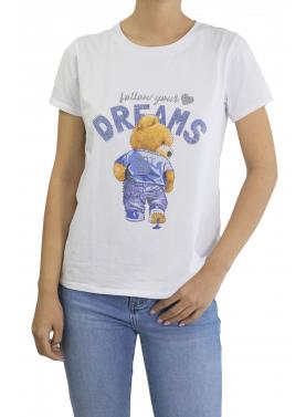 t shirt con orsacchiotto "follow your dreams" 